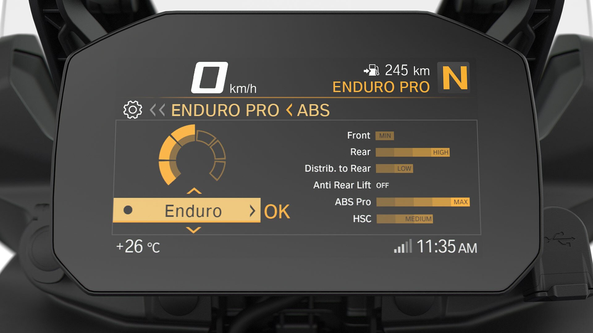 Vidimo Pro načine vožnje prikazane na F 850 GS TFT zaslonu.