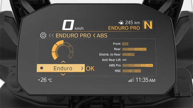 Vidimo Pro načine vožnje prikazane na F 850 GS TFT zaslonu.