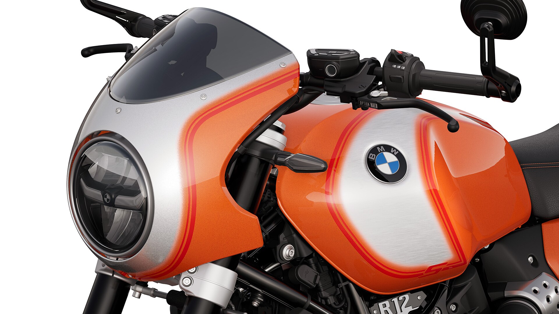 Dinamična prednja ukrasna obloga s Lava orange metalik bojom na modelu R 12 S tvrtke BMW Motorrad