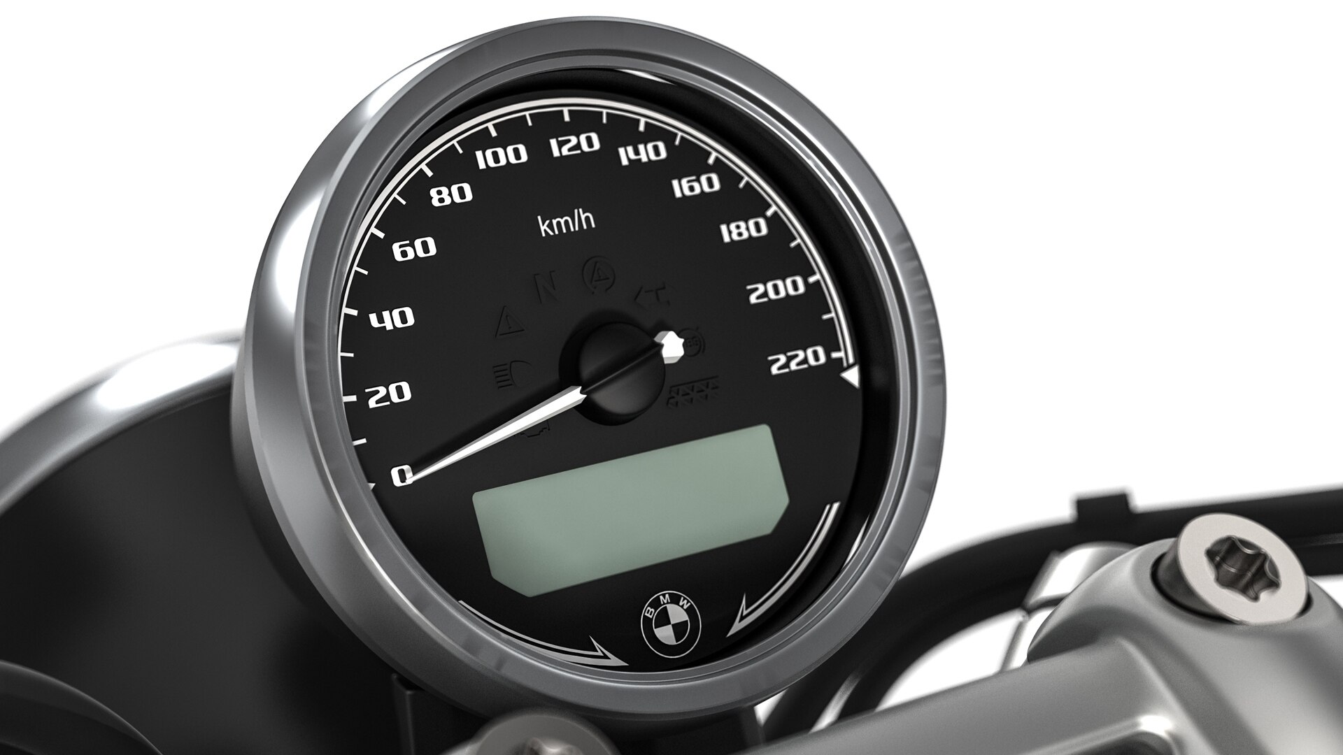We see the classic speedometer instrument of the R nineT Pure.