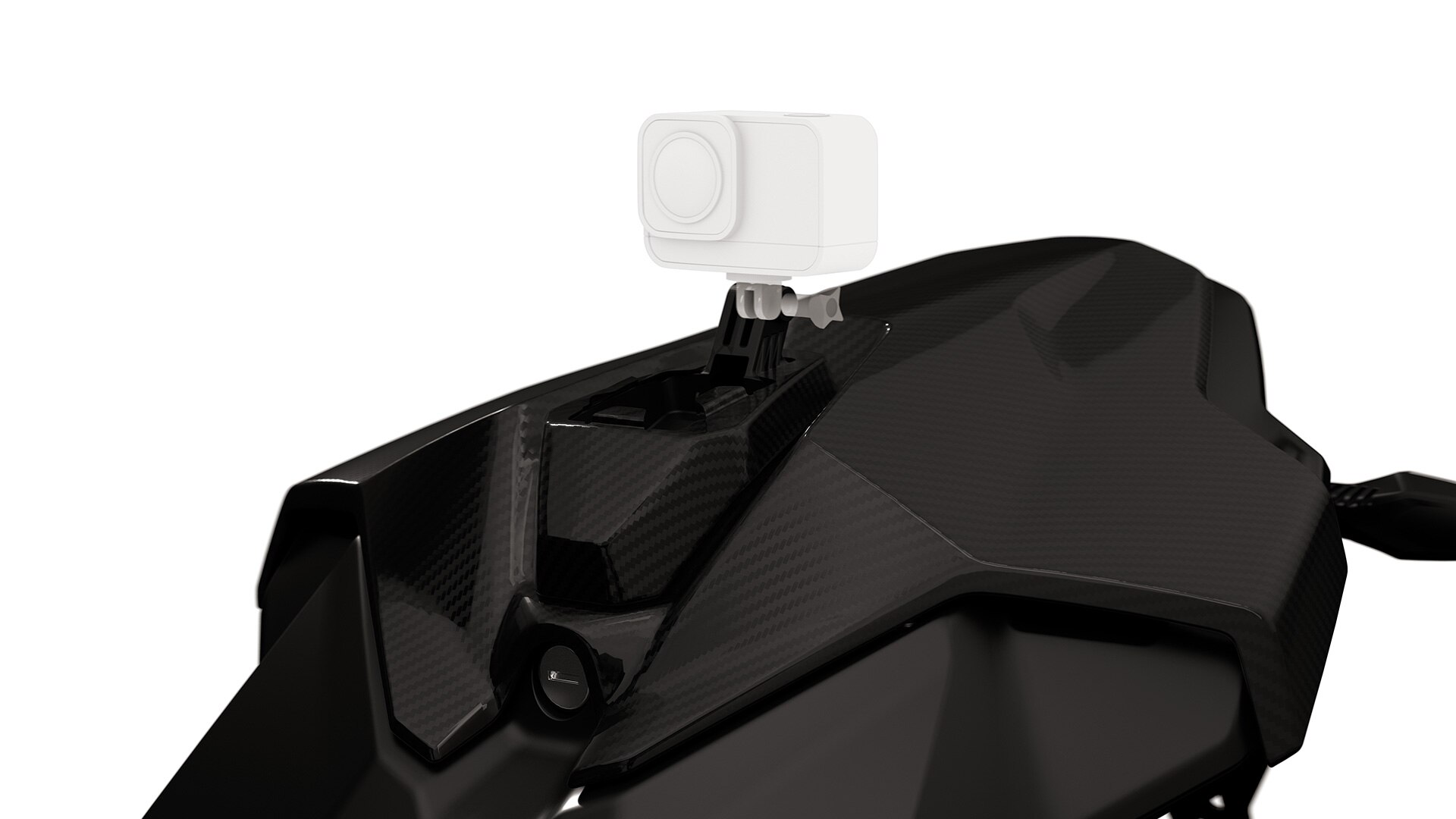M Carbon tail-hump cover with camera adapter