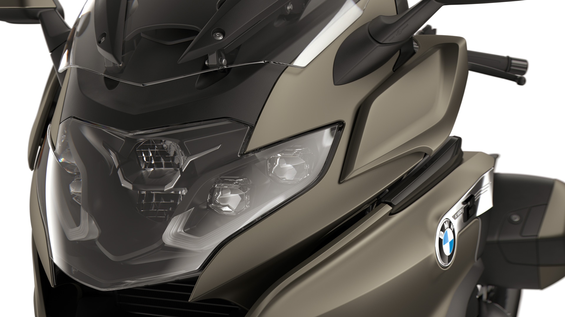 Focus on the LED headlights.